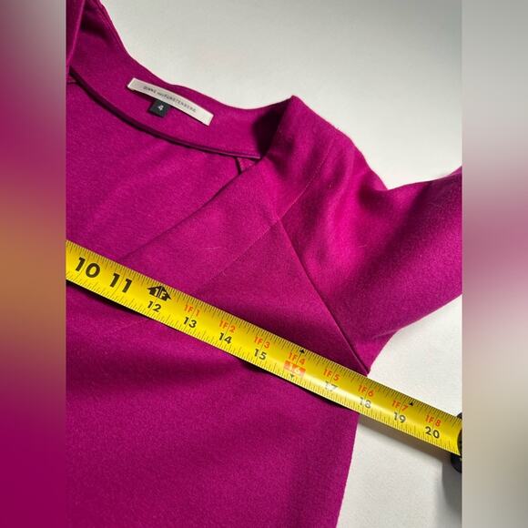 Diane Von Furstenberg DVF Aidia Wool Shift Dress Magenta Pockets Size 4 EUC - Picture 6 of 8